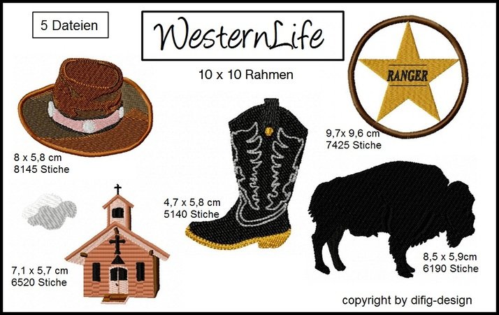 Stickdateien Western-Life für den 10x10 Rahmen