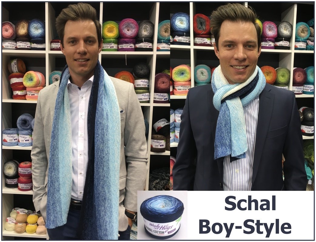 Schal Boy-Style aus 1 Woolly Hugs Bobbel-Cotton gestrickt