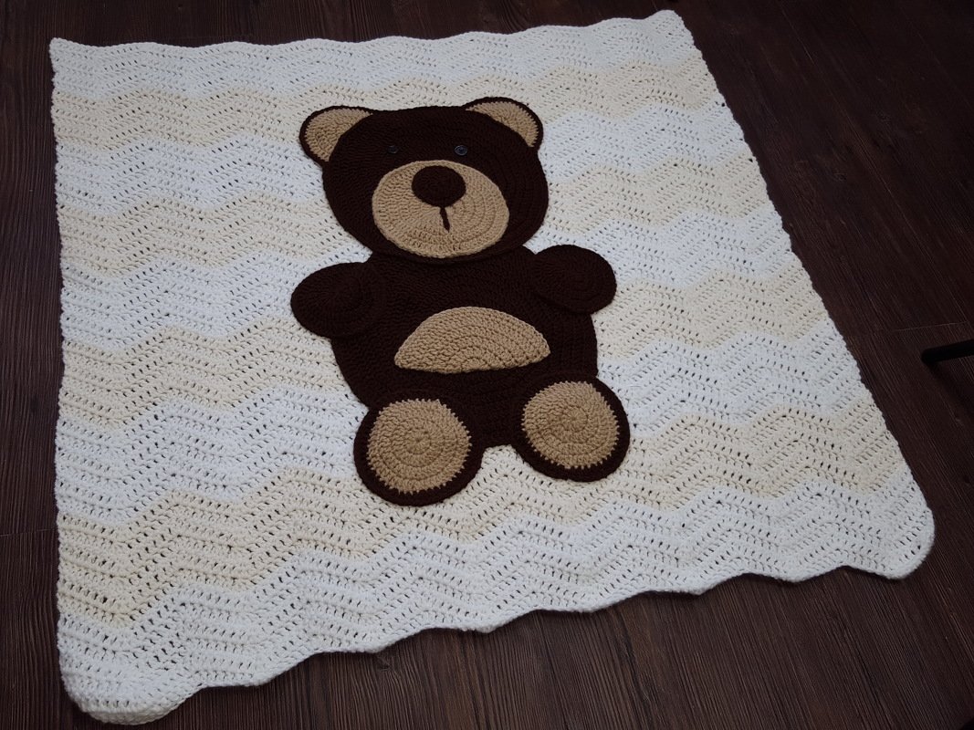 72 Häkelanleitung Babydecke Decke Bär 85x85 cm