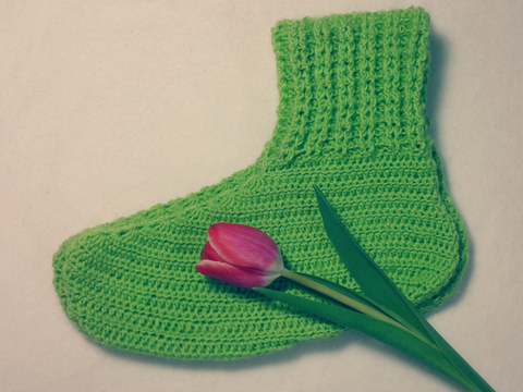 Häkelanleitung „faule Socke“ für Damen in den Größen 36/37, 38/39, 40/42