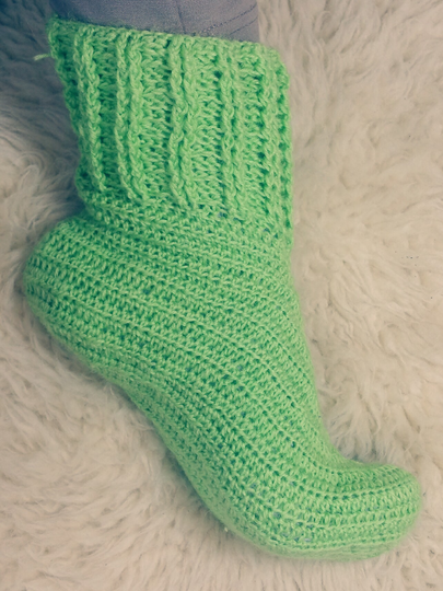 Häkelanleitung „faule Socke“ für Damen in den Größen 36/37, 38/39, 40/42