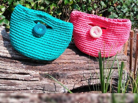 Korb-Tasche mit Häkelknopf Häkelanleitung