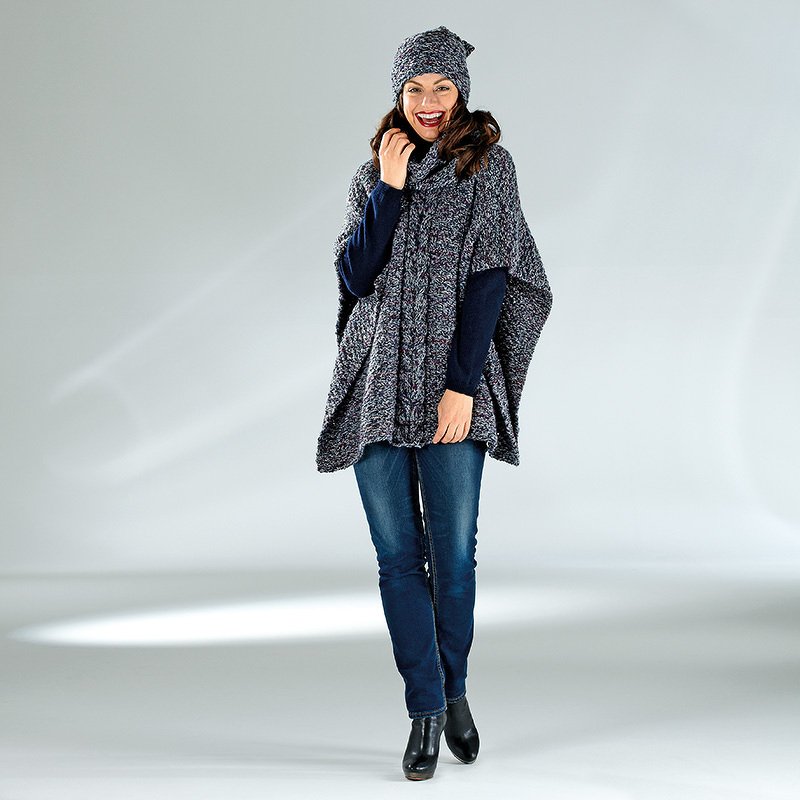 Strickanleitung Damenponcho, Mütze und Loop "Corina &amp; Toledo" 757026