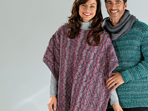 Strickanleitung Damenponcho "Arbeitsstrumpf Color" 757028