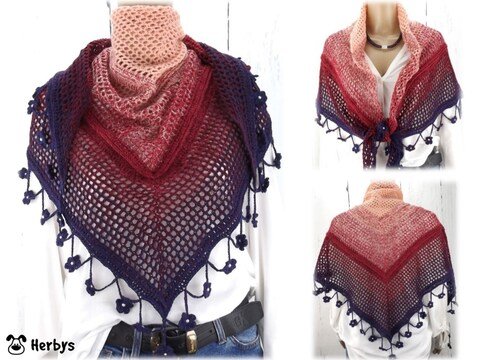 Häkelanleitung Dreieckstuch "Alpenglühen"