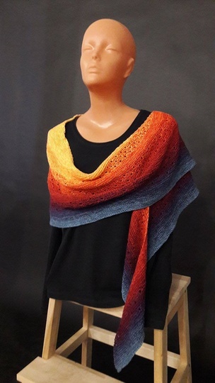 Rainbow - langes schmales halbmondförmiges / sichelförmiges Tuch - Strickanleitung