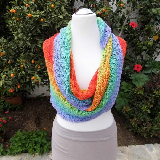 Rainbow - langes schmales halbmondförmiges / sichelförmiges Tuch - Strickanleitung