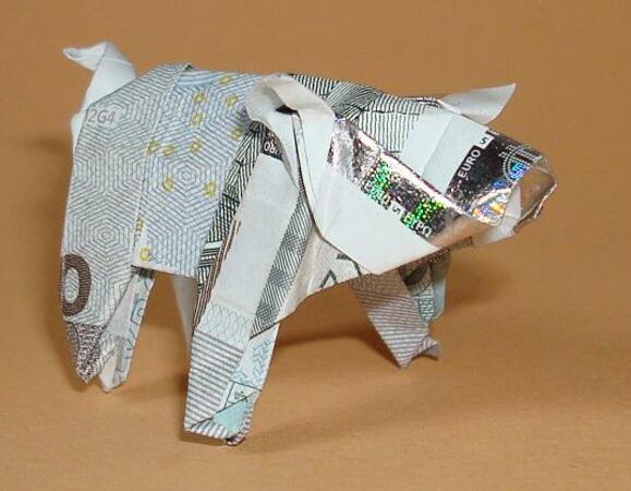 Origami Geldschein Schwein (***)