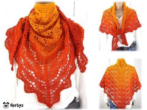 Häkelanleitung Dreieckstuch "Abendrot"