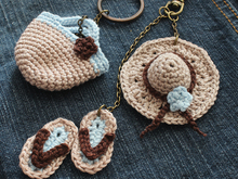 Häkelanleitung für Taschenanhänger - Hut, Flipflops und Korb - Strandset für heiße Tage