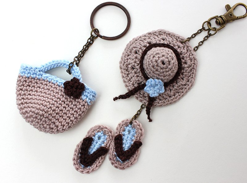 Häkelanleitung für Taschenanhänger - Hut, Flipflops und Korb - Strandset für heiße Tage - Bild 3