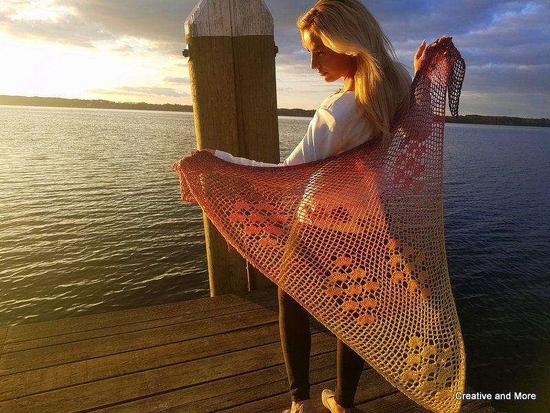 Crochet pattern shawl "Sunset"
