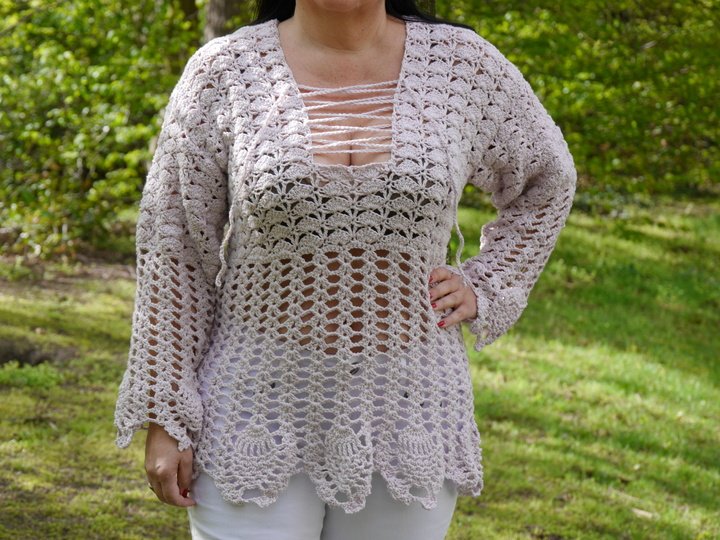 Häkelanleitung Sommertunika/Netzshirt für alle Größen leicht anpassbar Rose Dream
