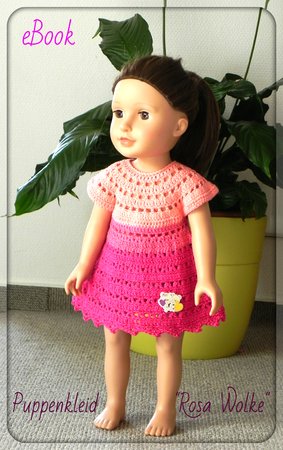 Crochet pattern Doll dress "Pink cloud" for 45-50 cm or 18-inch dolls