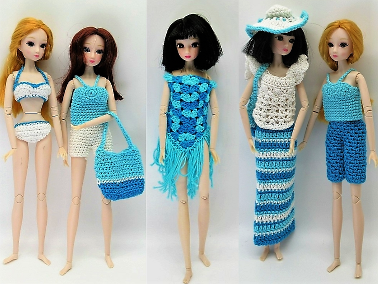 Häkelanleitung Urlaubsgarderobe für  Ankleidepuppen (10 Teile)