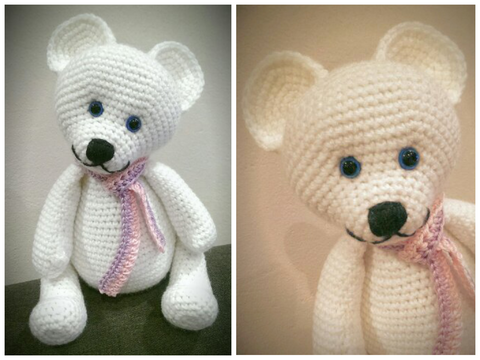 Eisbär Bär Teddy mit Schal PDF Häkelanleitung Kuscheltier Amigurumi