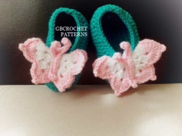 Baby Butterfly crochet shoes, easy shoes Newborn up to 2 years old
