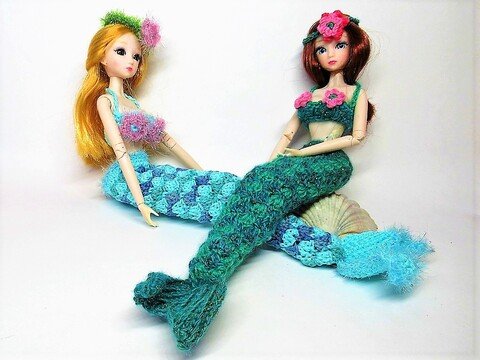 Häkelanleitung Meerjungfrau Outfit für Ankleidepuppen