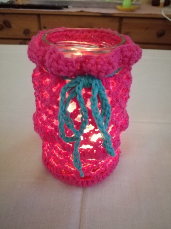 Windlicht, Vase gehäkelt - Bild 2