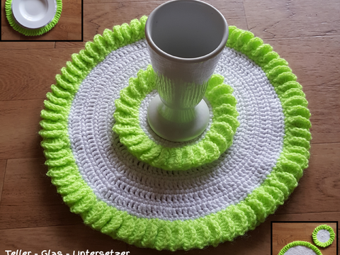 Blumen Untersetzer Set, Platzdeckchen...