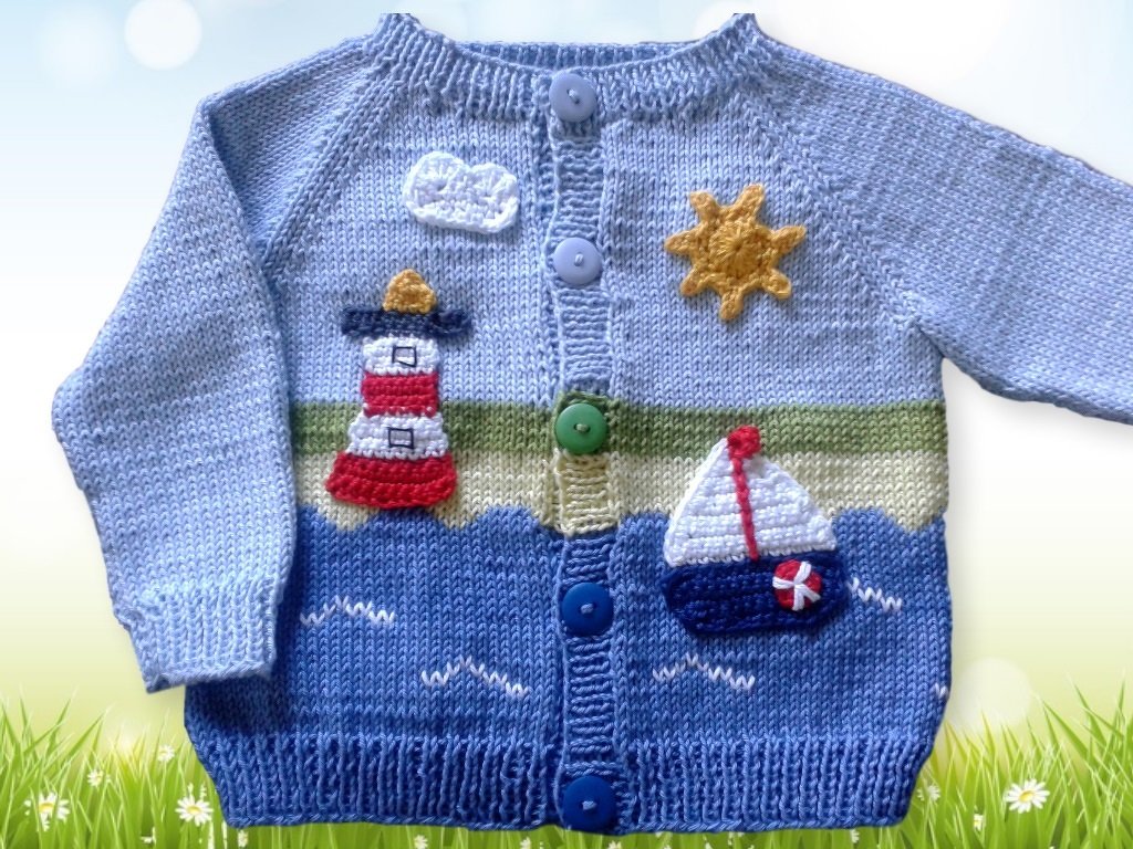 Raglanjacke "Am Meer" in 2 Größen - Strickanleitung