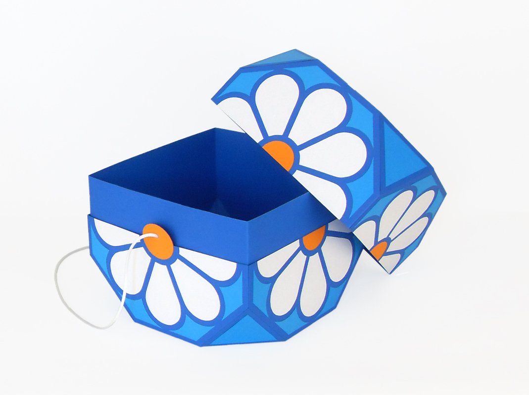 Schachtel mit Margeriten – Bastelanleitung und Vorlagen