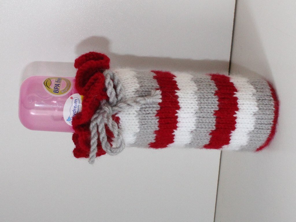Strickanleitung Babyflaschen-Wärmer aus Wollresten für Anfänger