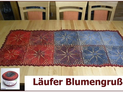 Läufer Blumengruß aus 1 Woolly Hugs - BOBBEL-COTTON häkeln mit Veronika hug
