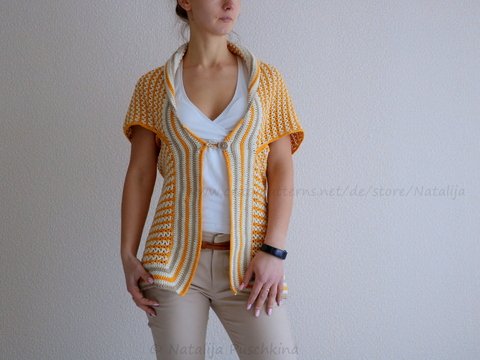 Elegante Weste für Damen - Häkelanleitung in Gr. 32-52.