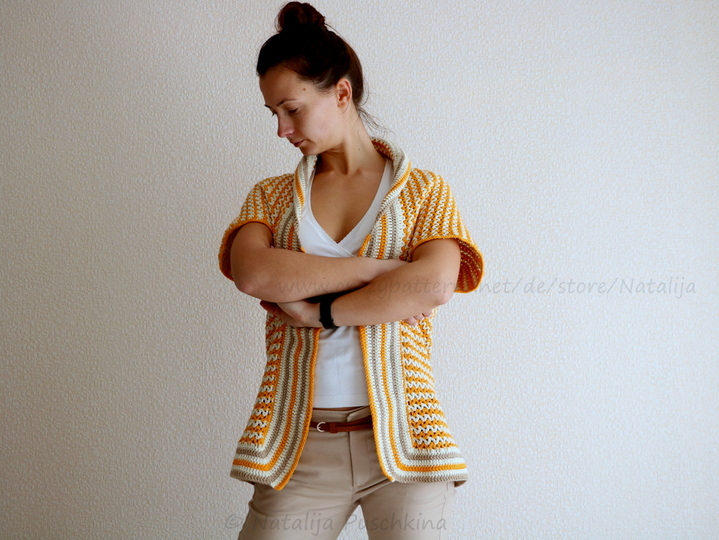 Elegante Weste für Damen - Häkelanleitung in Gr. 32-52.