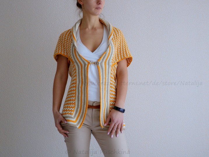 Elegante Weste für Damen - Häkelanleitung in Gr. 32-52.