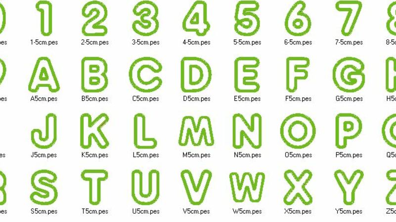 5cm Buchstaben und Zahlen Stickdatei Alphabet Zahl