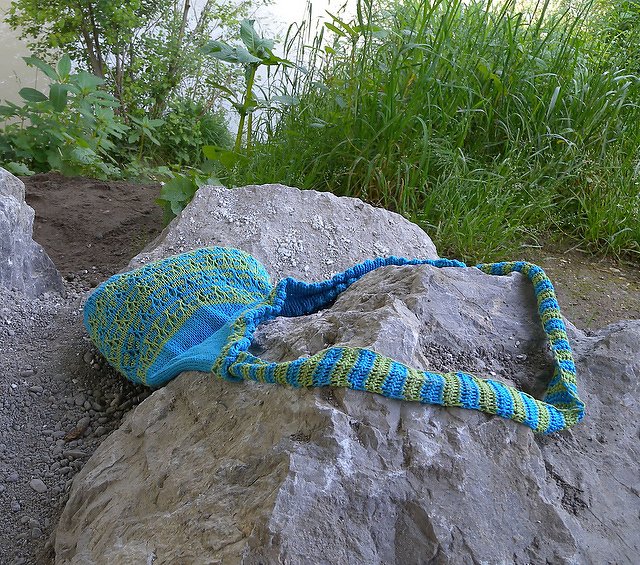 Knitted market bag in mosaic colorwork "Melons and Pineapples and more" - Image 8