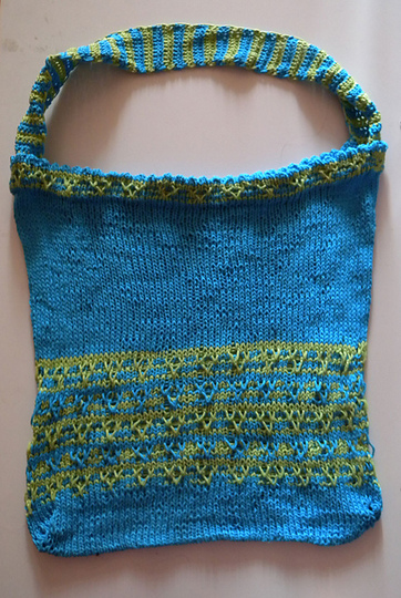 Knitted market bag in mosaic colorwork "Melons and Pineapples and more"