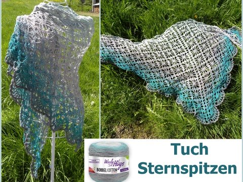 Tuch "Sternspitze" mit 1 Bobbel Woolly Hugs-COTTON häkeln