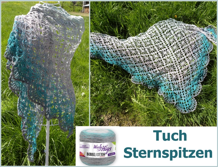 Tuch "Sternspitze" mit 1 Bobbel Woolly Hugs-COTTON häkeln