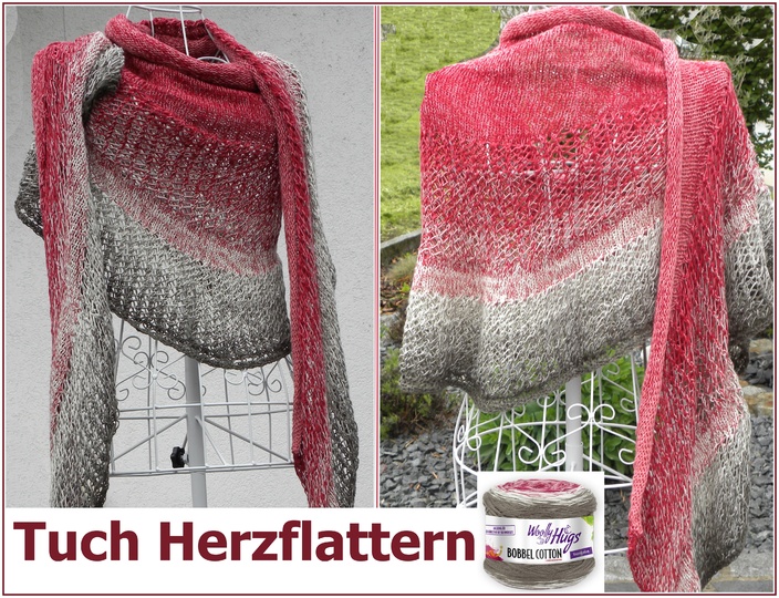 Tuch "Herzflattern" mit 1 Woolly Hugs BOBBEL-COTTON stricken