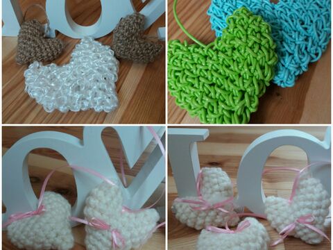 Häkelanleitung: Herz aus verschiedenen Materialien Wolle, Paketschnur, Bindegarn, Wäscheleine