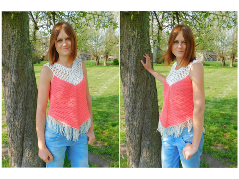 Häkelanleitung Boho Fransentop Gr. 32-42