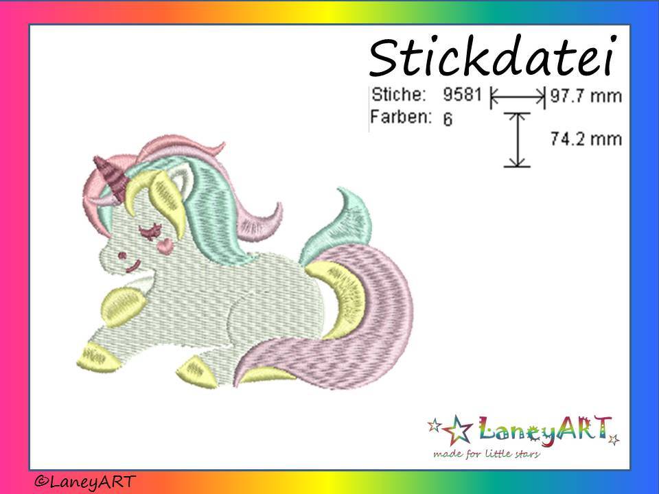Stickdatei "Einhorn Pastell" Pes Format (Deco, Brother, Babylock)