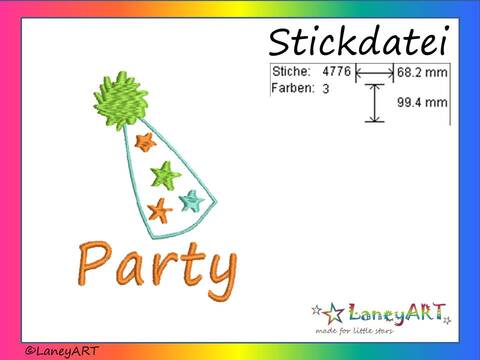 Stickdatei "Party / Feier / Geburtstag" Pes Format (Deco, Brother, Babylock)