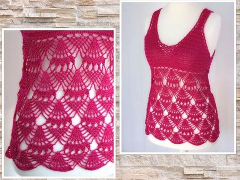 einfache Häkelanleitung Top, Shirt "Valerie", Gr. 34-46