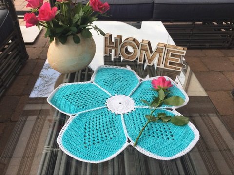 Häkelanleitung Tischdecke / Untersetzer Blume 5 blättrig