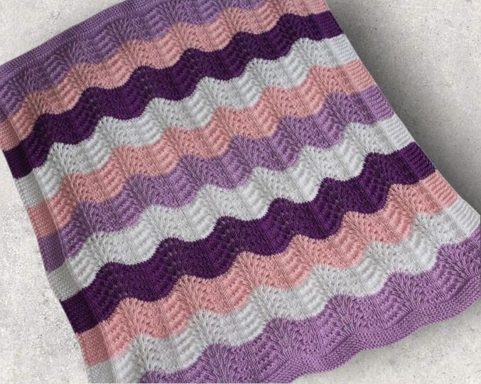 Strickanleitung Babydecke, Plaid, Wellenmuster, Größe ca. 60 x 70 cm  #150