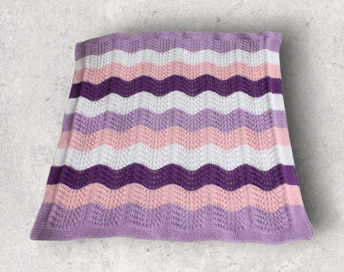 Strickanleitung Babydecke, Plaid, Wellenmuster, Größe ca. 60 x 70 cm  #150