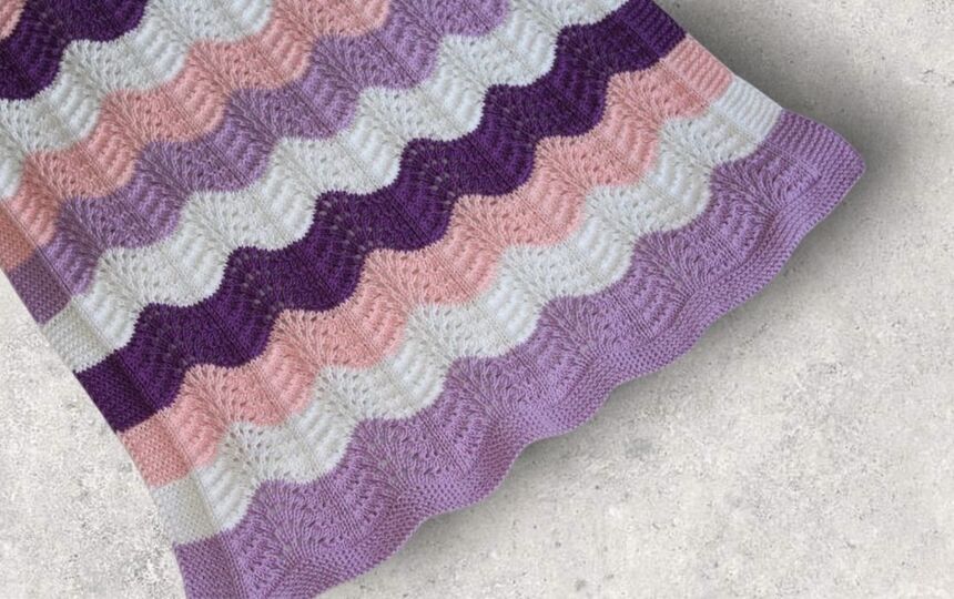 Strickanleitung Babydecke, Plaid, Wellenmuster, Größe ca. 60 x 70 cm  #150