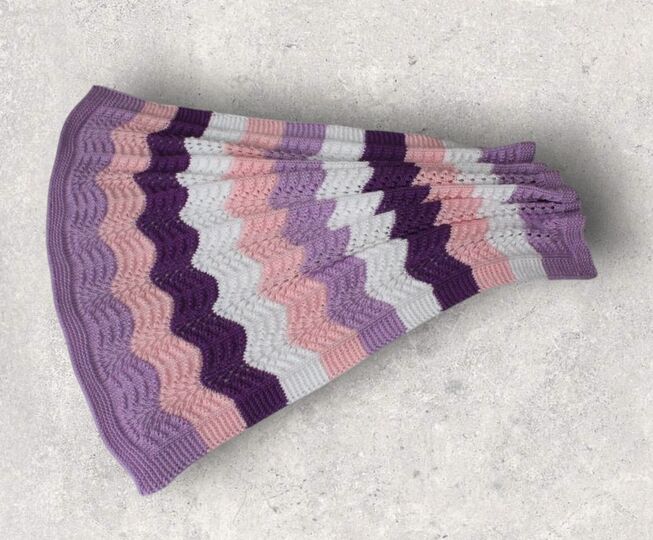 Strickanleitung Babydecke, Plaid, Wellenmuster, Größe ca. 60 x 70 cm  #150