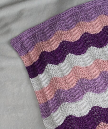 Strickanleitung Babydecke, Plaid, Wellenmuster, Größe ca. 60 x 70 cm, für Anfänger geeignet