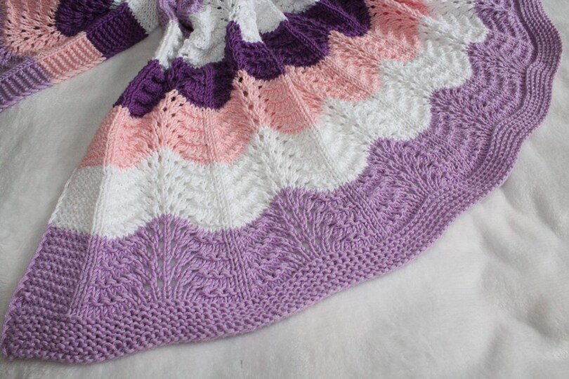 Strickanleitung Babydecke, Plaid, Wellenmuster, Größe ca. 60 x 70 cm, für Anfänger geeignet