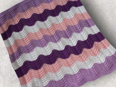 Strickanleitung Babydecke, Plaid, Wellenmuster, Größe ca. 60 x 70 cm  #150